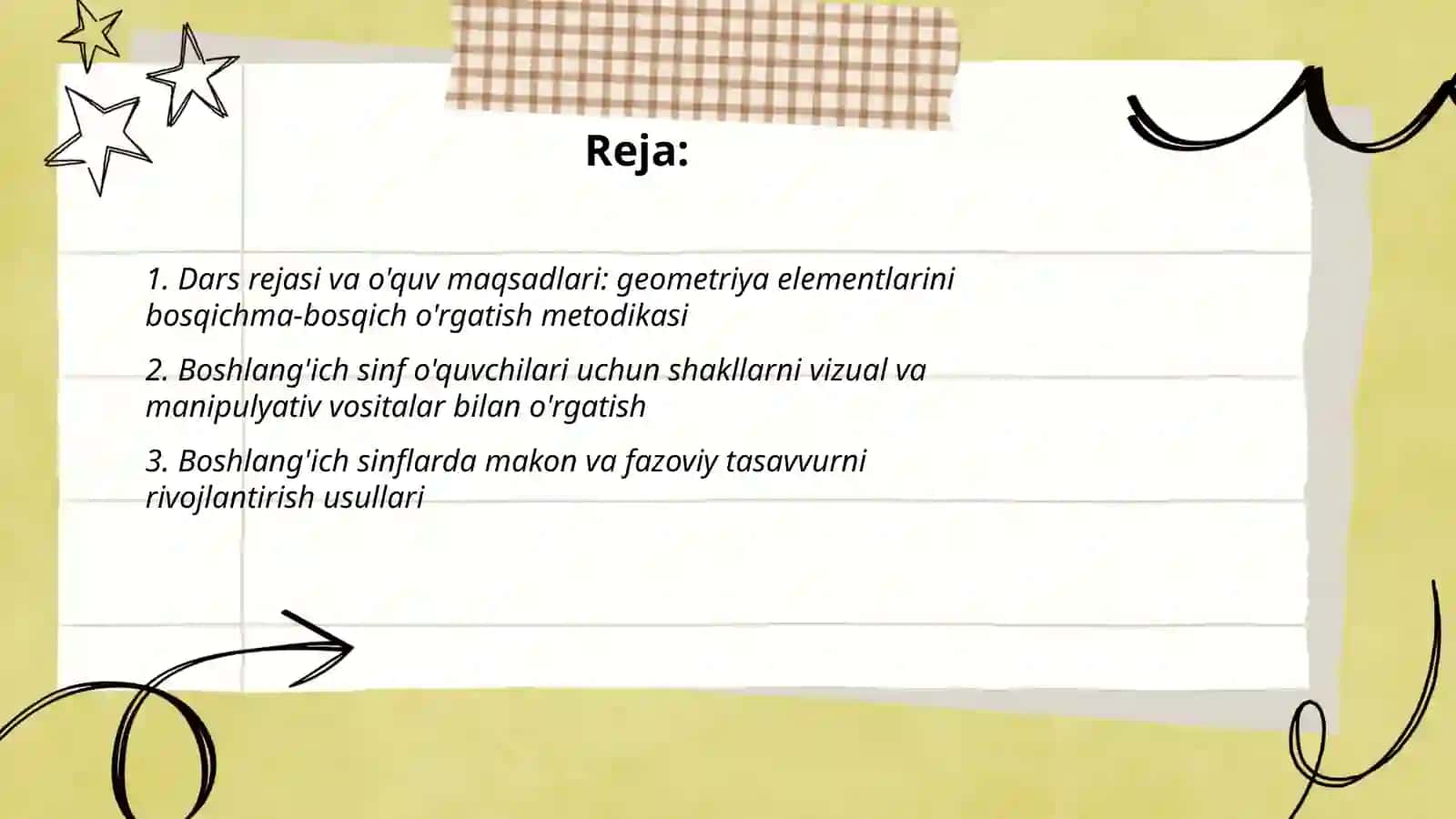 Boshlang'ich sinflarida geometriya elementlarini o'rgatish metodikasi 2