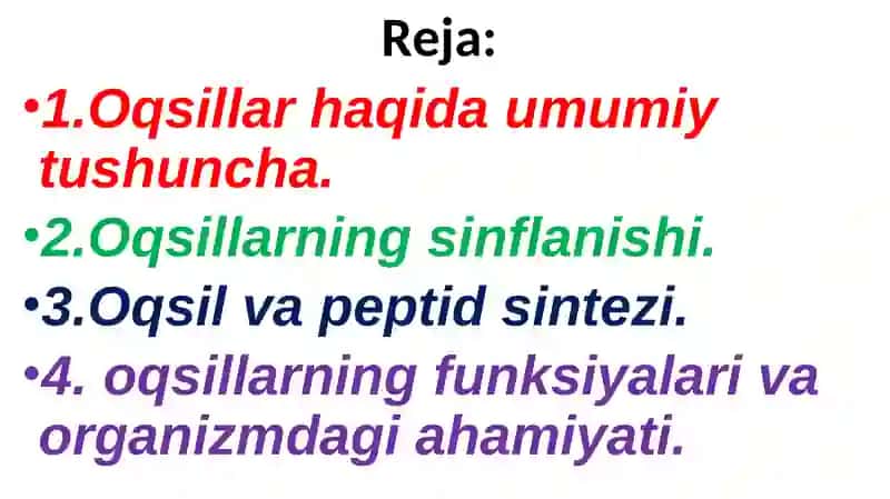 Oqsillar haqida umumiy tushuncha 2
