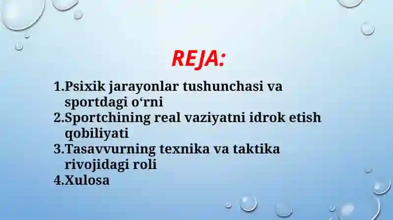 Idrok, tasavvur, hayol va uning sport faoliyatidagi roli (TAQDIMOT) 2