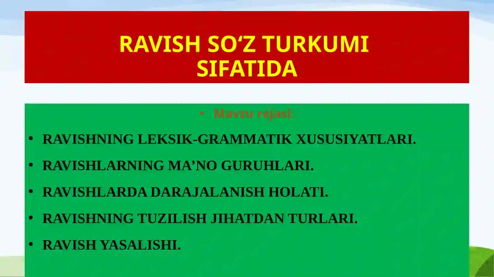 RAVISHSO‘Z TURKUMISIFATIDA 2