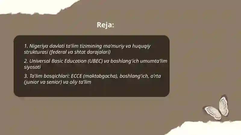 Nigeriya davlati ta'lim tizimi 2