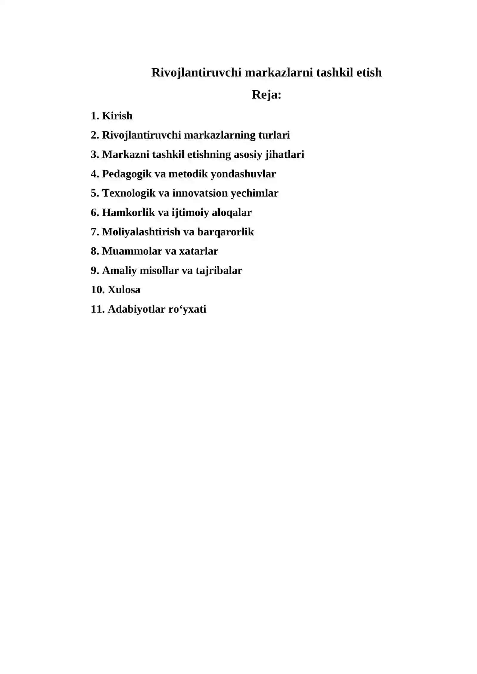 Rivojlantiruvchi markazlar tashkil etish 2