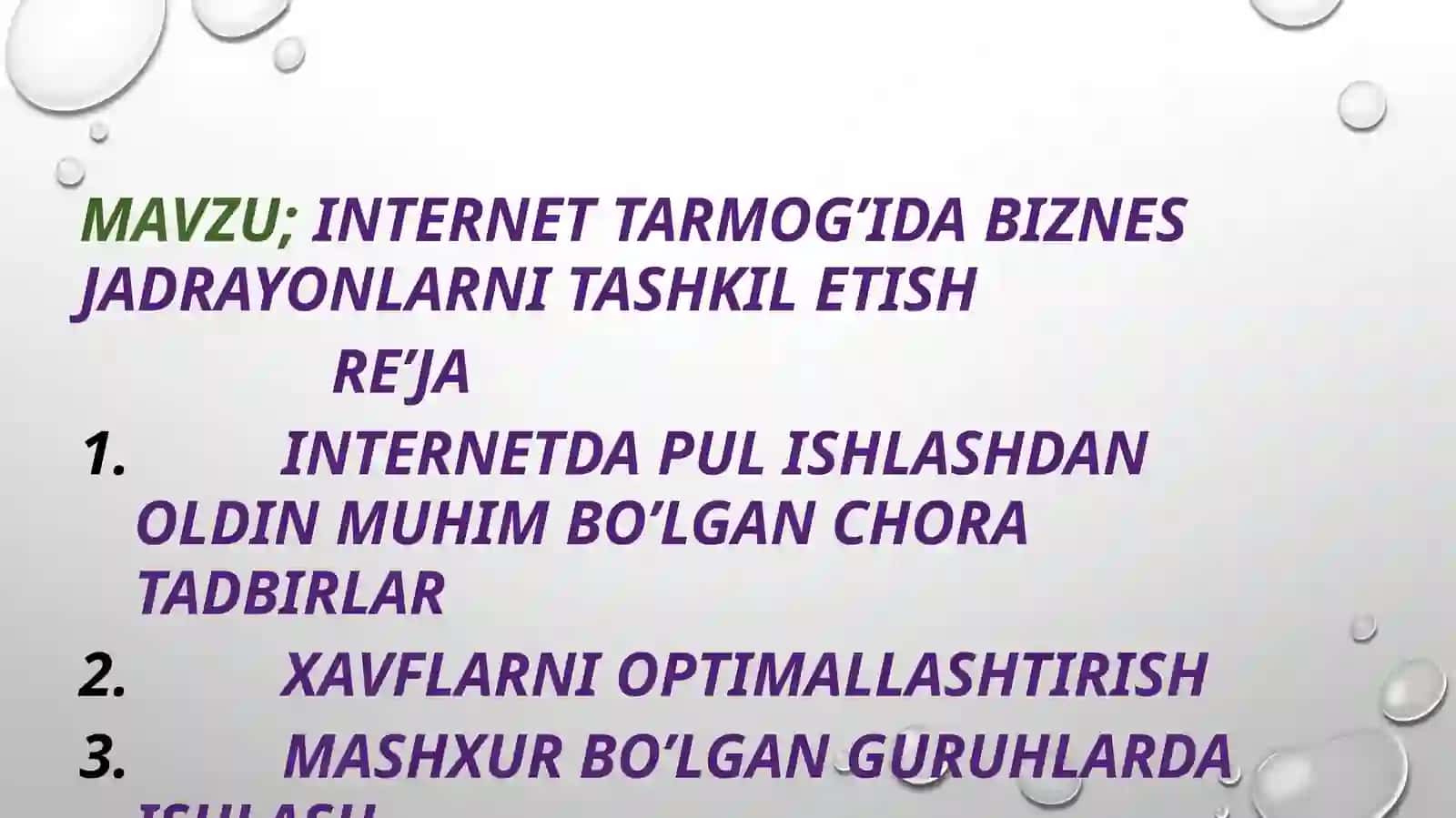 INTERNET tarmog’ida biznes jarayonlarni tashkil etish 2