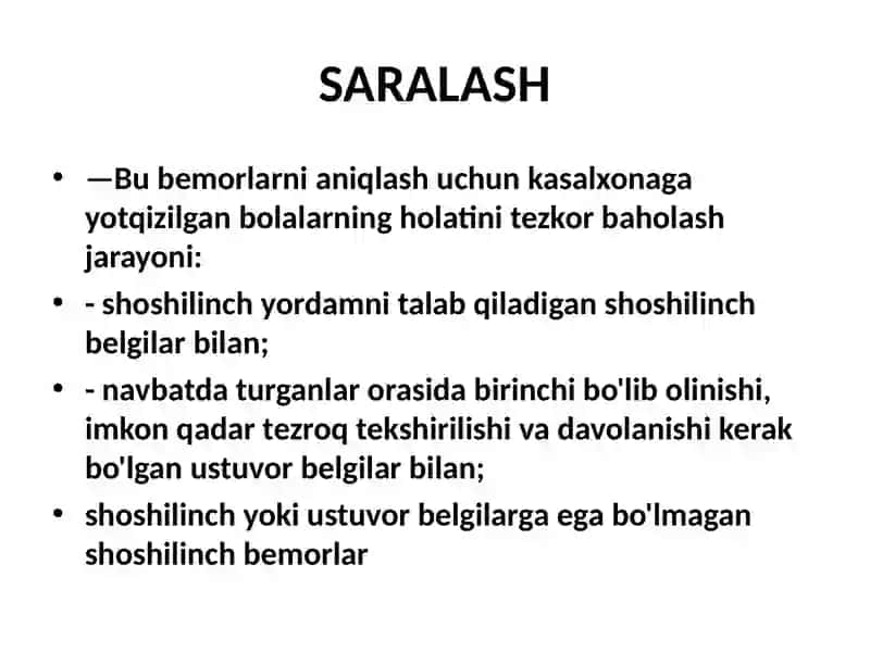 Kasal bolani kasalxonada davolash bosqichlari 2