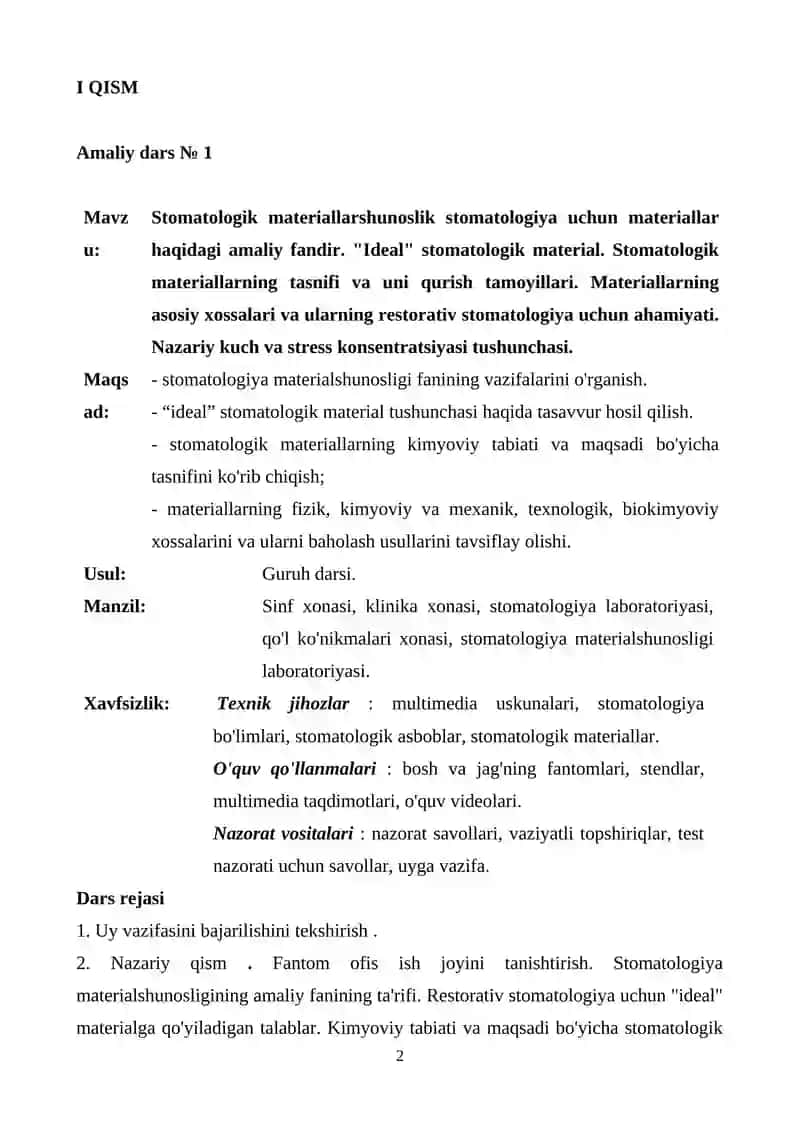 Stomatologik materiallarshunoslik 2