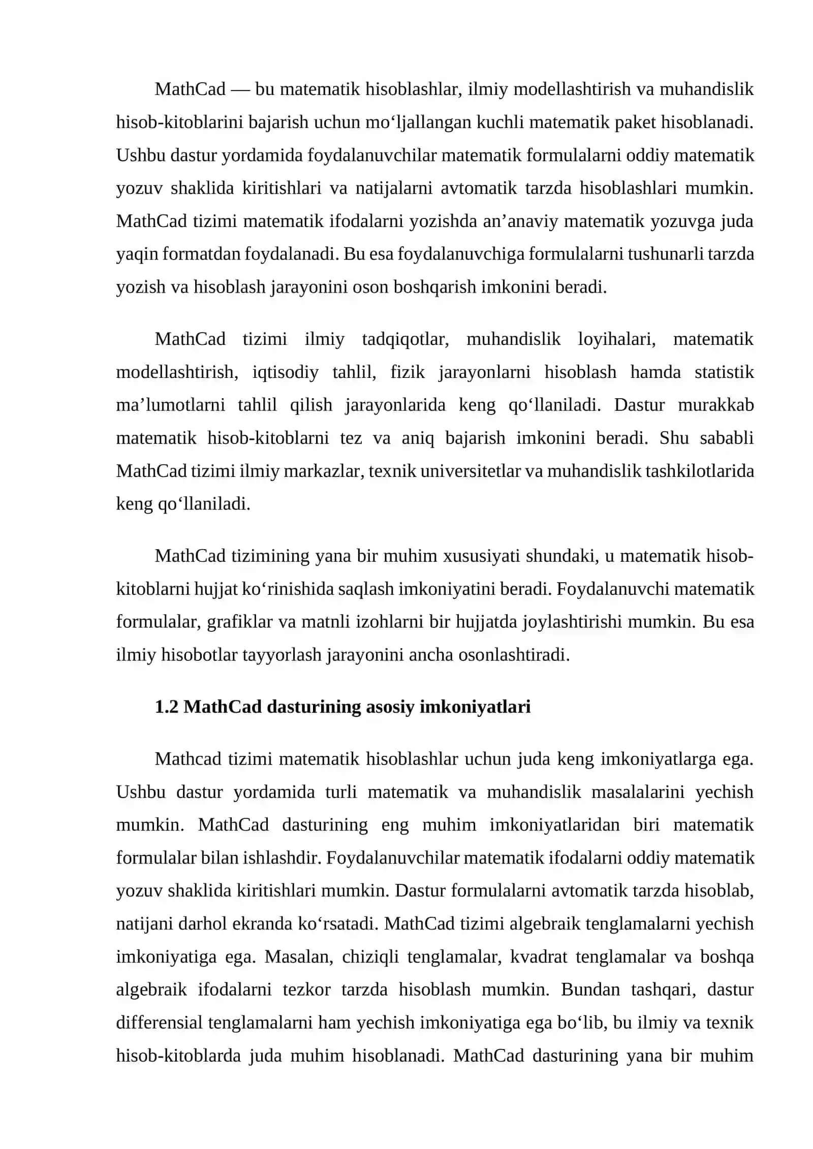 MathCad tizimi va ular bilan ishlash 2