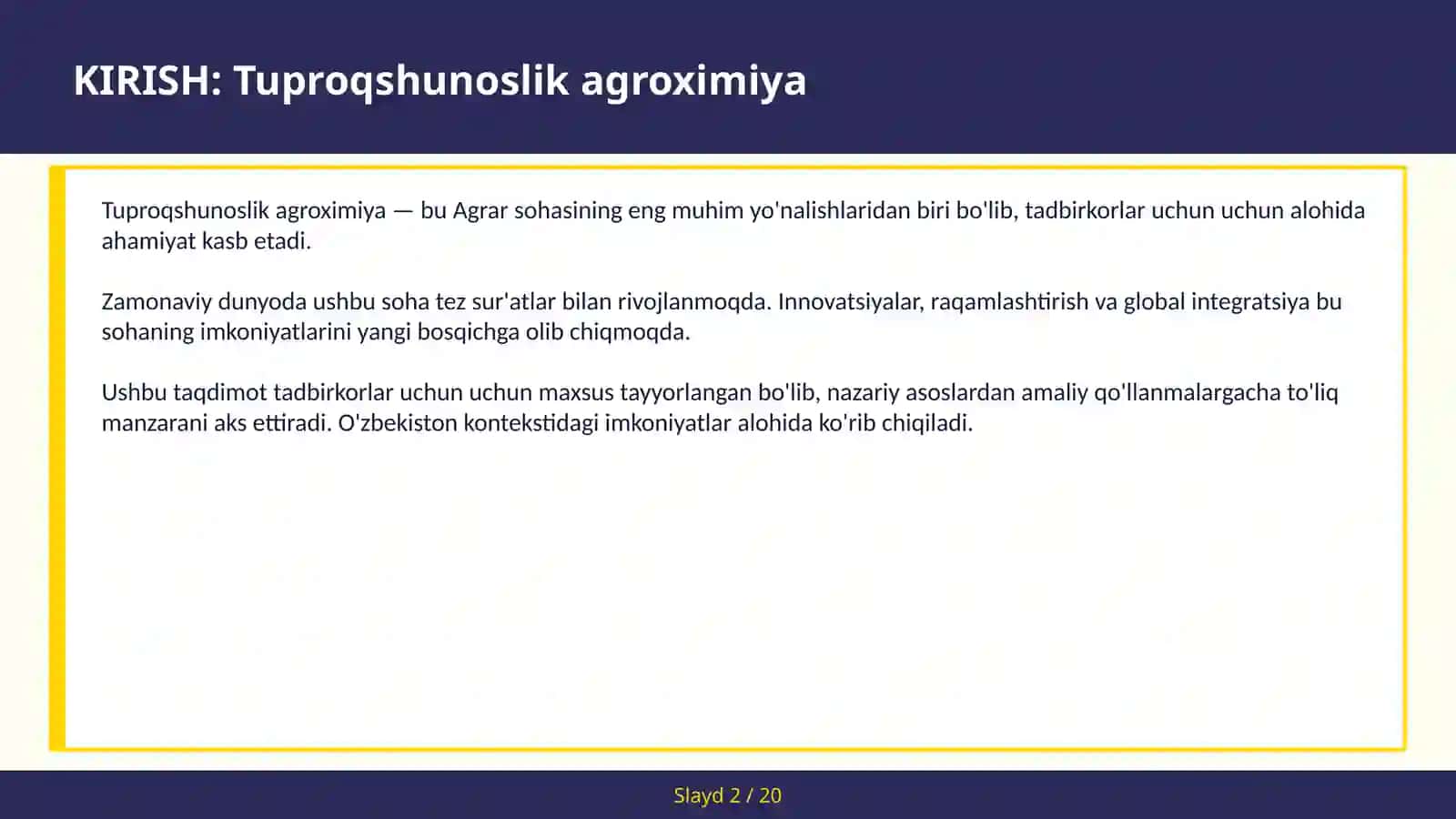 Tuproqshunoslik agroximiya 2