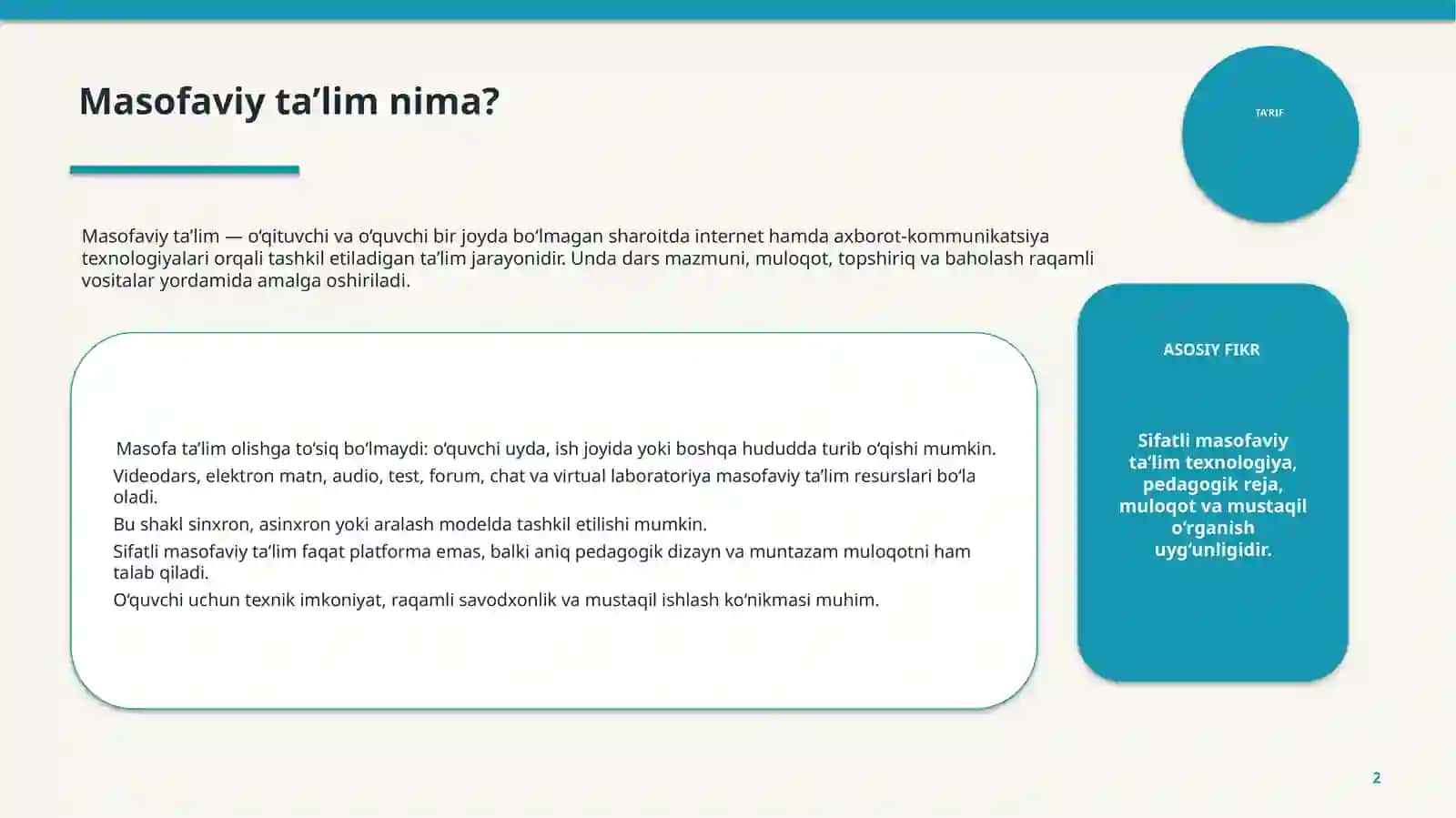 masofaviy talim 2