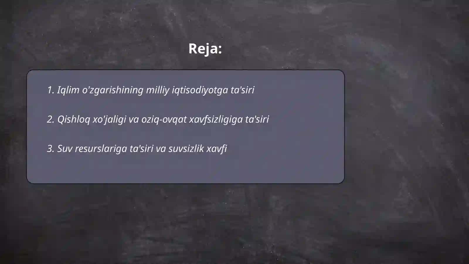 Iqlim o'zgarishining davlatlarga ra'siri 2
