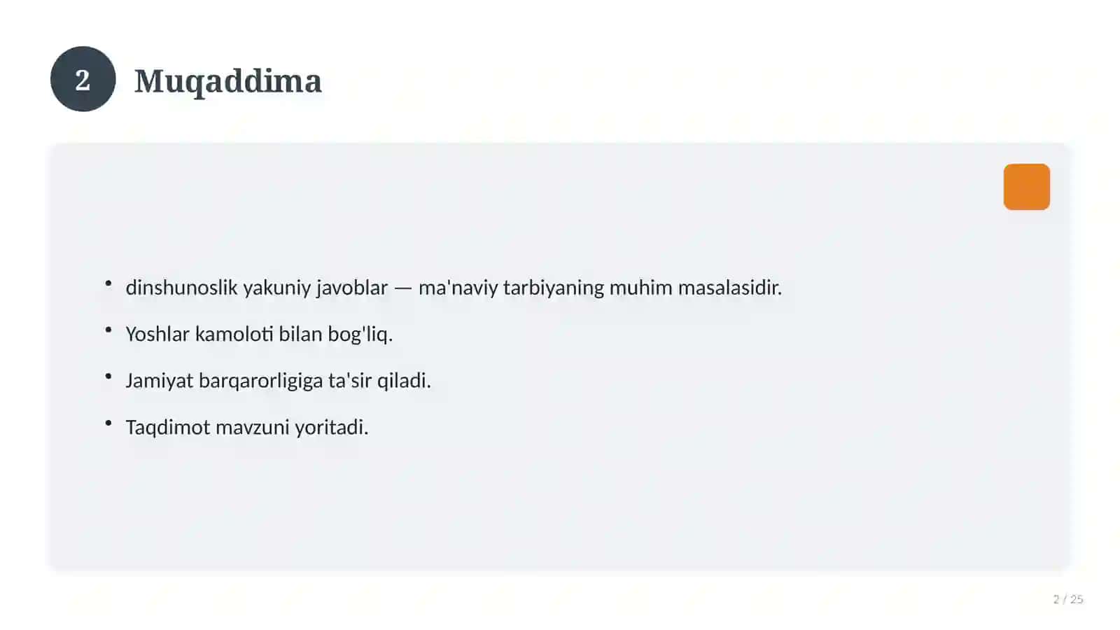 dinshunoslik yakuniy javoblar 2