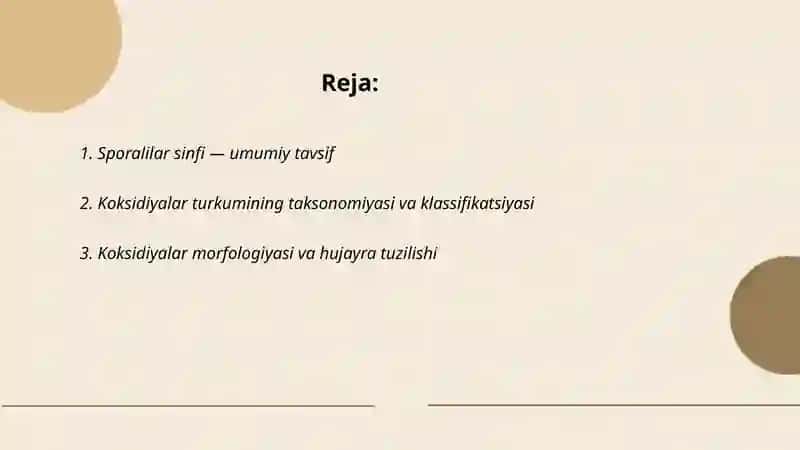 Sporalilar sinfi, koksidiyalar turkumi 2