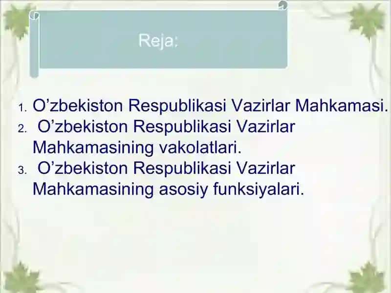 O’zbekiston Respublikasi Vazirlar Mahkamasi 2