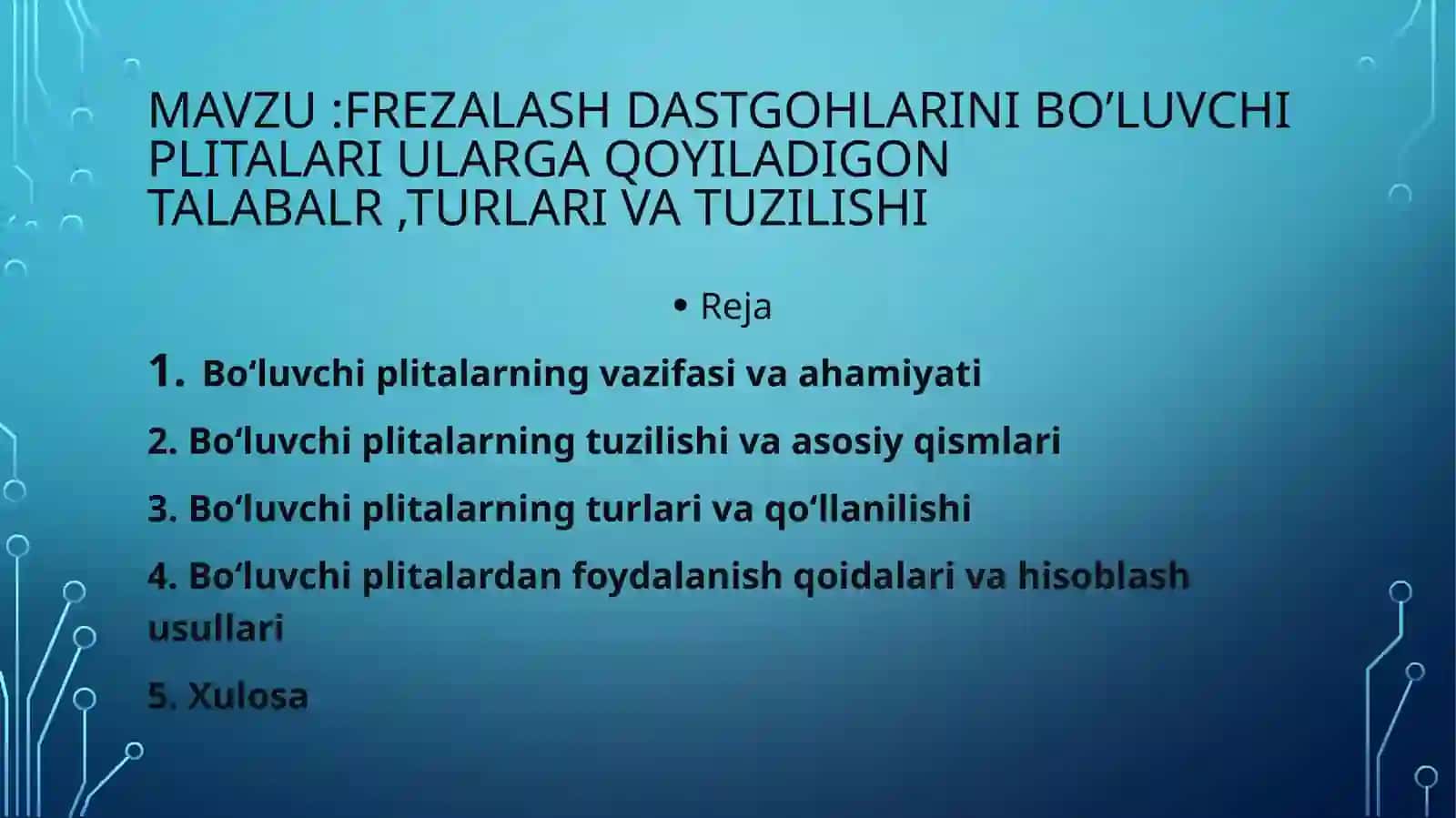 Frezalash dastgohlarini bo'luvchiplari 2