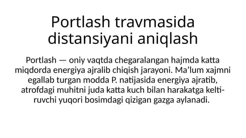 Portlash travmasi distantsiyaniani qilish 2