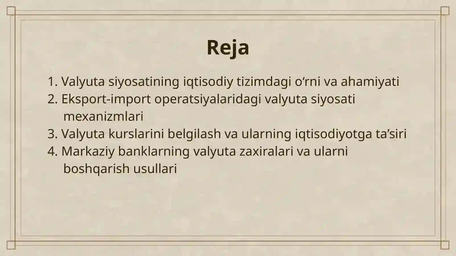 VALYUTA SIYOSATI 2