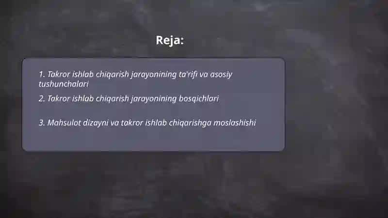 Takror ishlab chiqarish jarayoni 2
