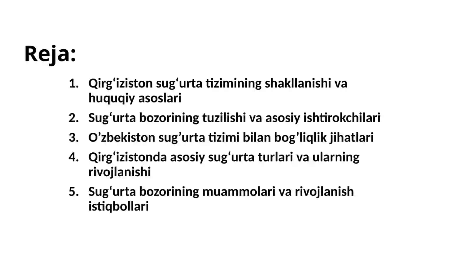 Qirg’iziston Sug’urta tizimi 2