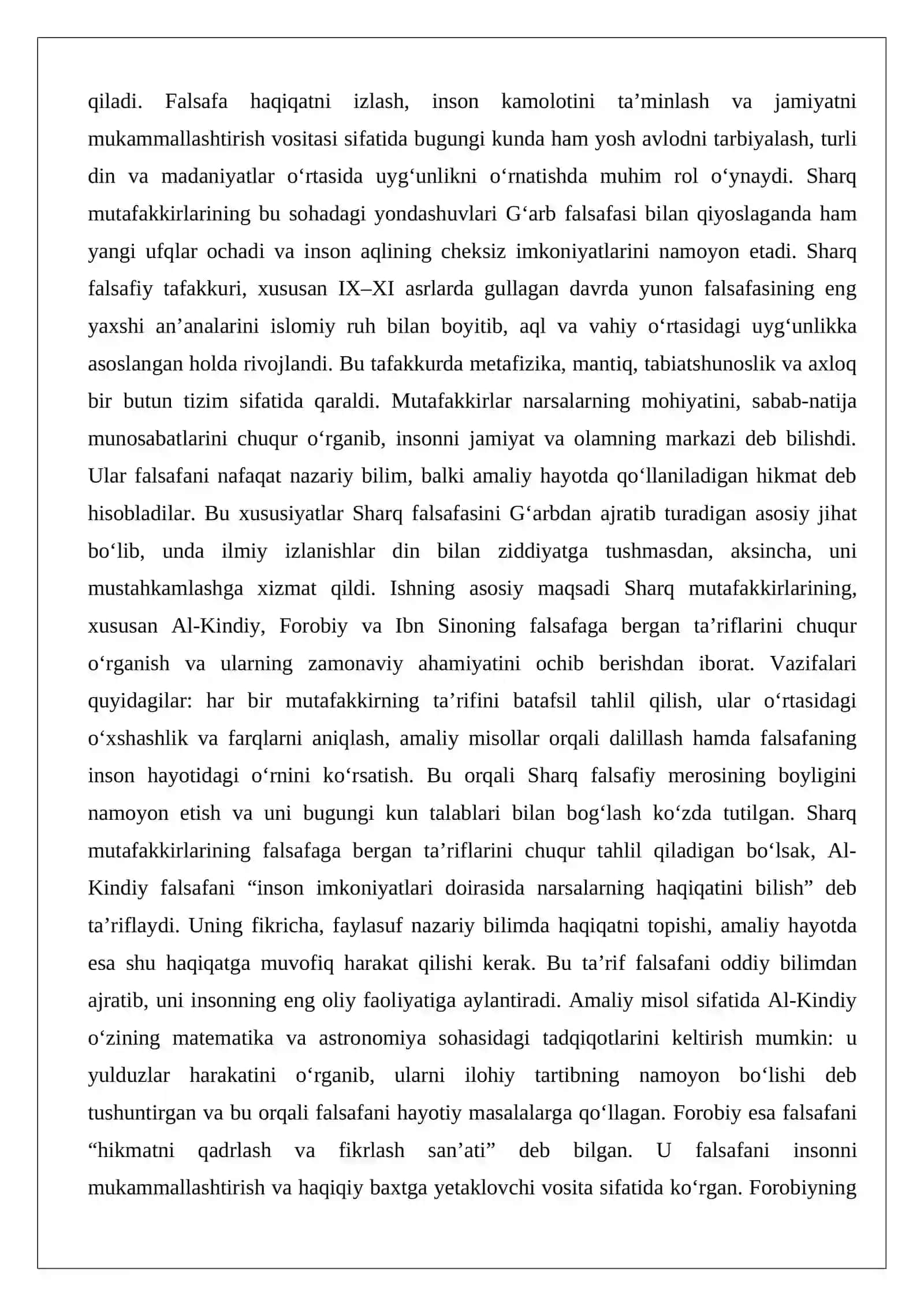 Sharq mutafakkirlarining falsafaga bergan ta’riflari 2