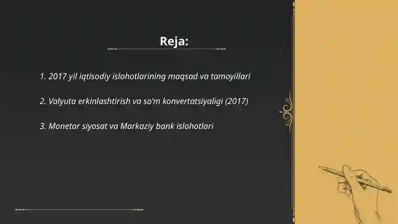 2017 yil Oʻzbekistonda boshlangan iqtisodiy islohotlar 2