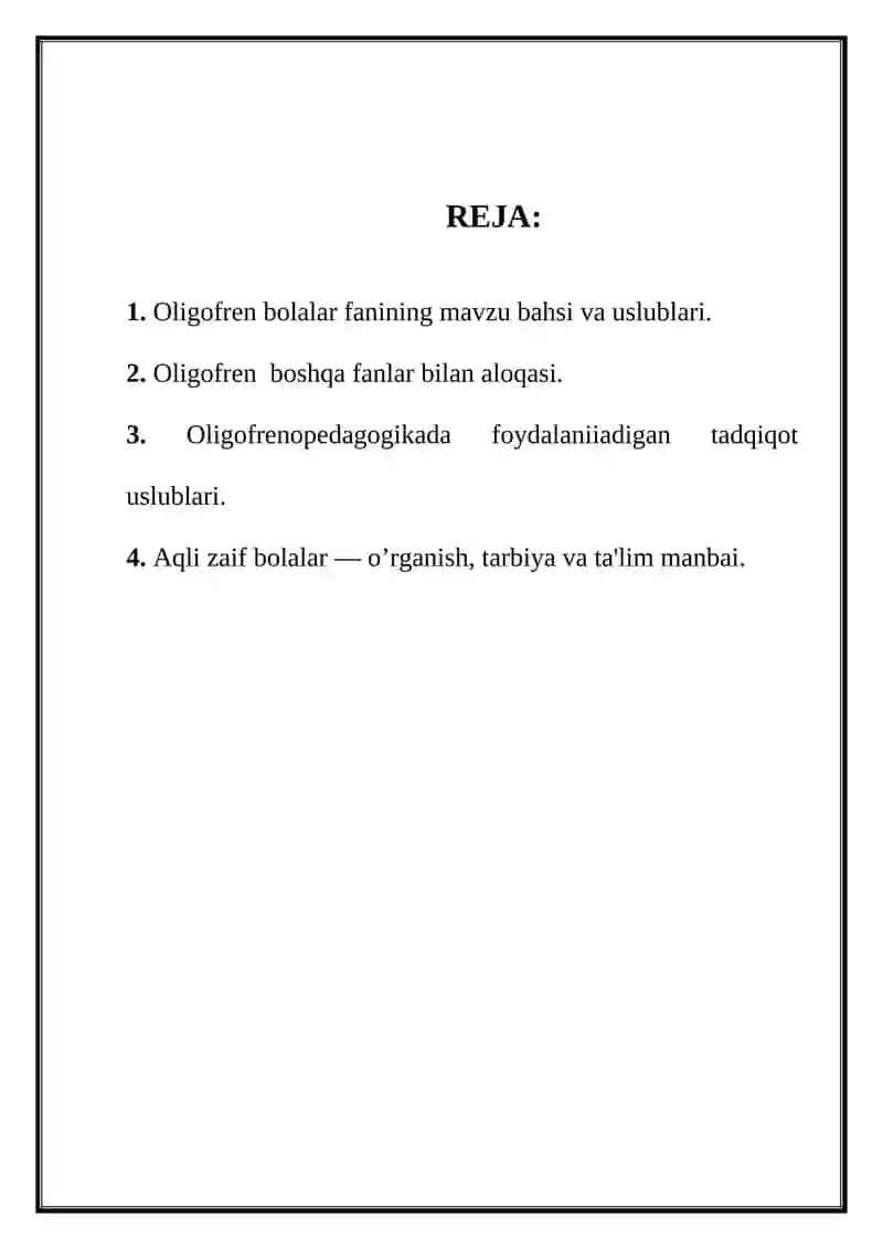 Oligofrenopedagogika fanining maqsad va vazifalari 2
