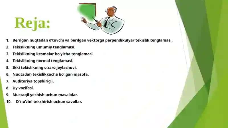 Tekislik tenglamalari 2