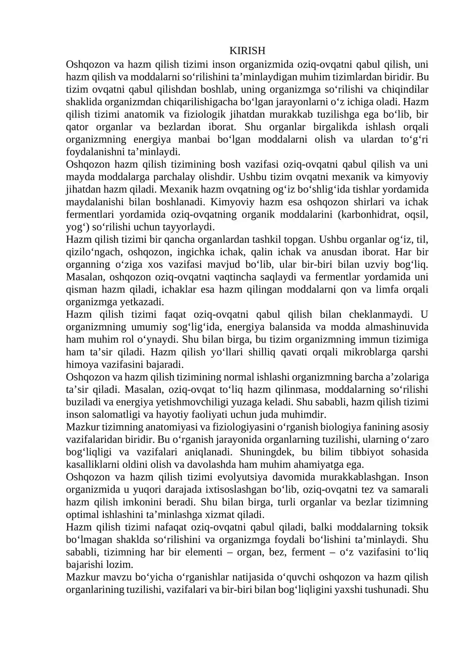 Oshqozon va hazm qilish tizimi 2