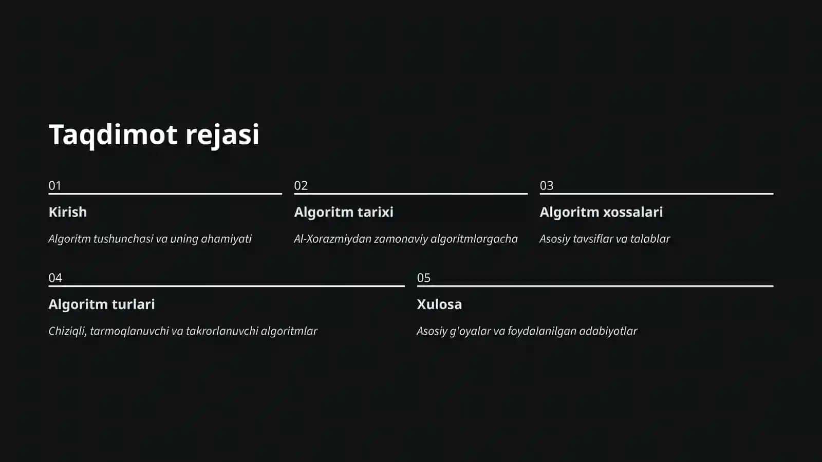 Algoritm tushunchasi, xossalari va tarixi 2