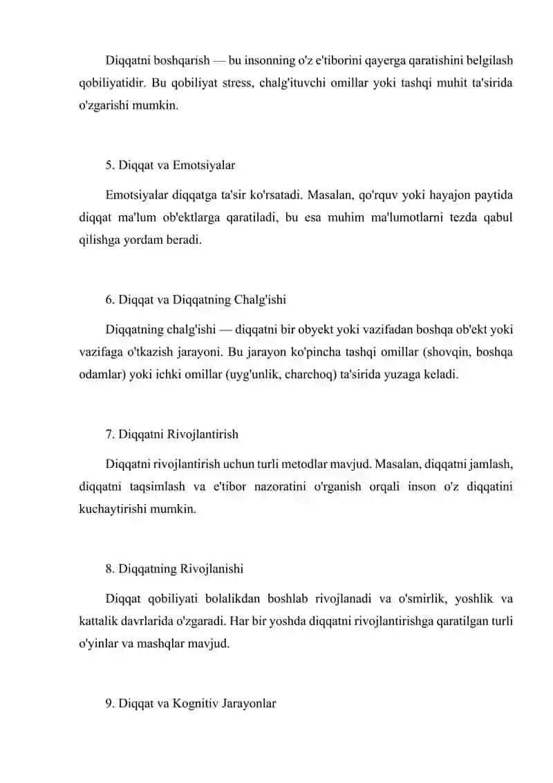 Diqqatning psixologik jihatlari 2