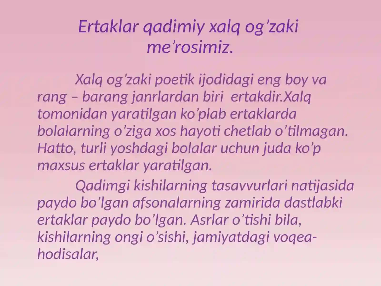 Ertaklar – xalqog’zakii jodining qadimiy janri 2
