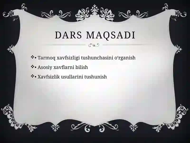 Tarmoq xavfsizligi muammolari 2