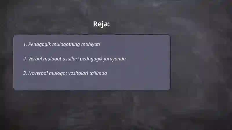 Pedagogik muloqot turlari. 2