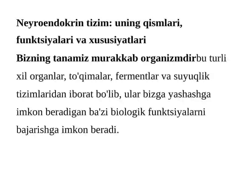 Neyroendokrintizimning struktur-funksional tavsifi 2