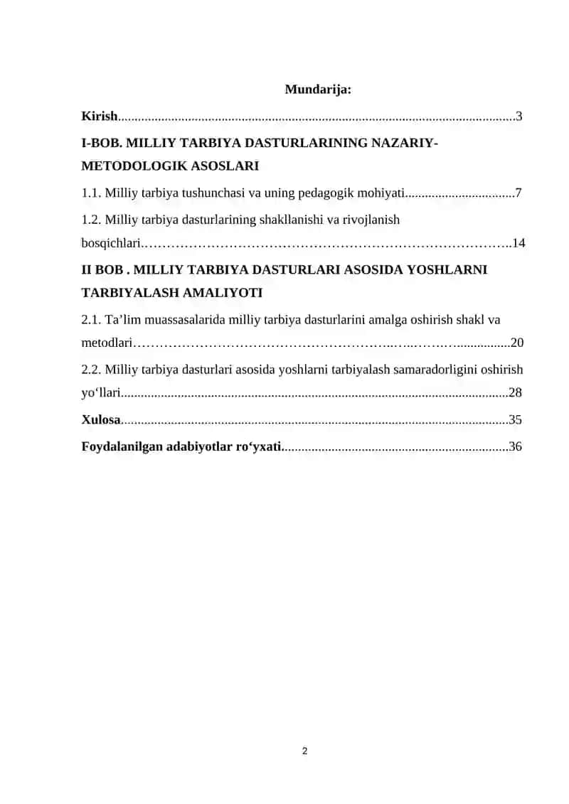 MILLIY TARBIYA DASTURLARI ASOSIDA YOSHLARNI TARBIYALASH 2