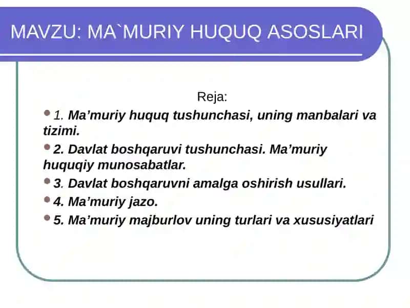 Ma'muriy huquqning manbalari va ularning turlari 2