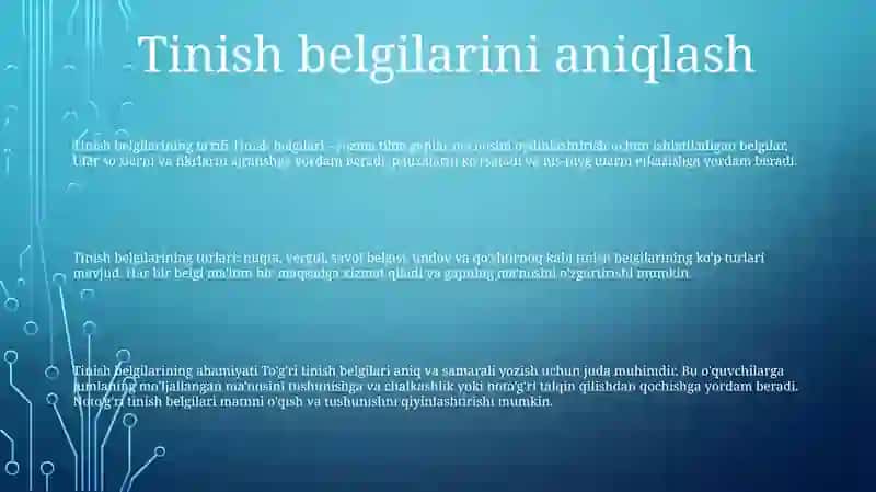 Tinish Belgilari 2