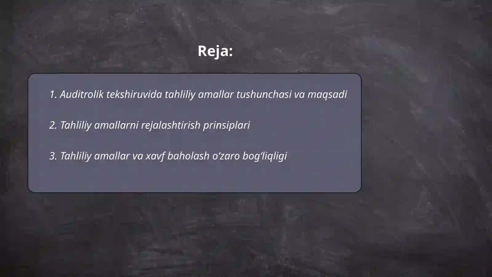 Auditrolik tekshiruvida tahlily amallar 2