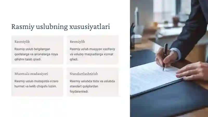Rasmiy va ilmiy uslubning farqlari 2
