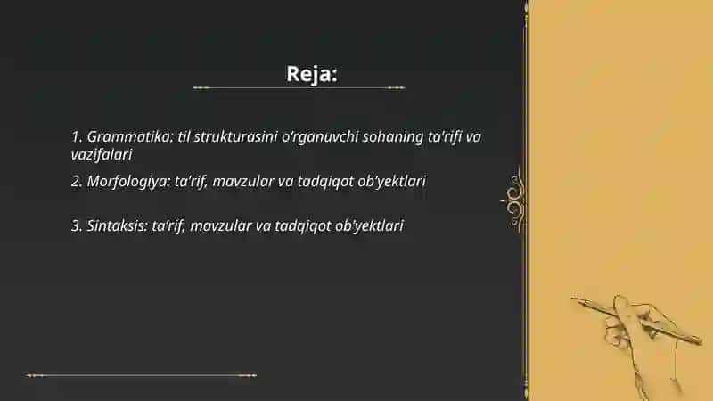 Grammatika-til strukturasini oʻrganuvchi soha sifatida 2