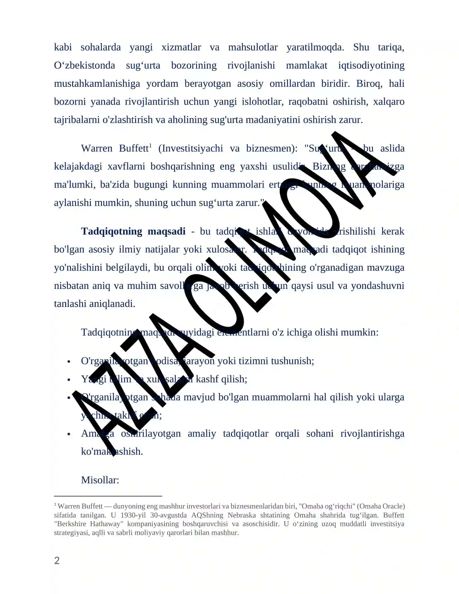 Sugʻurta bozorining rivojlanishi 2