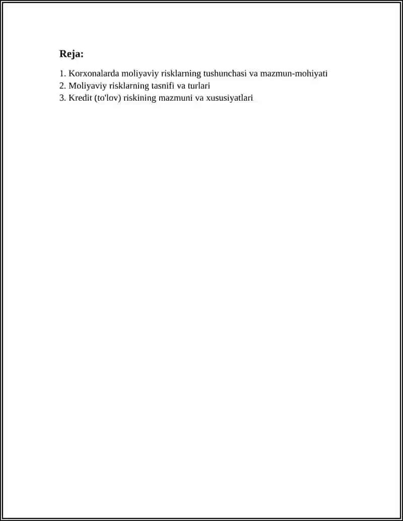 KORXONALARDA MOLIYAVIY RISKLARNING MAZMUN MOHIYATI 2
