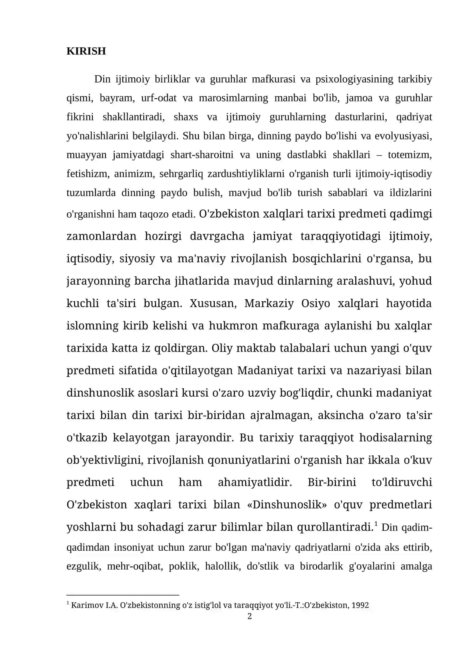 O`ZBEKISTONDA TALABA YOSHLARNING DINDORLIK DARAJASI DINAMIKASI 2
