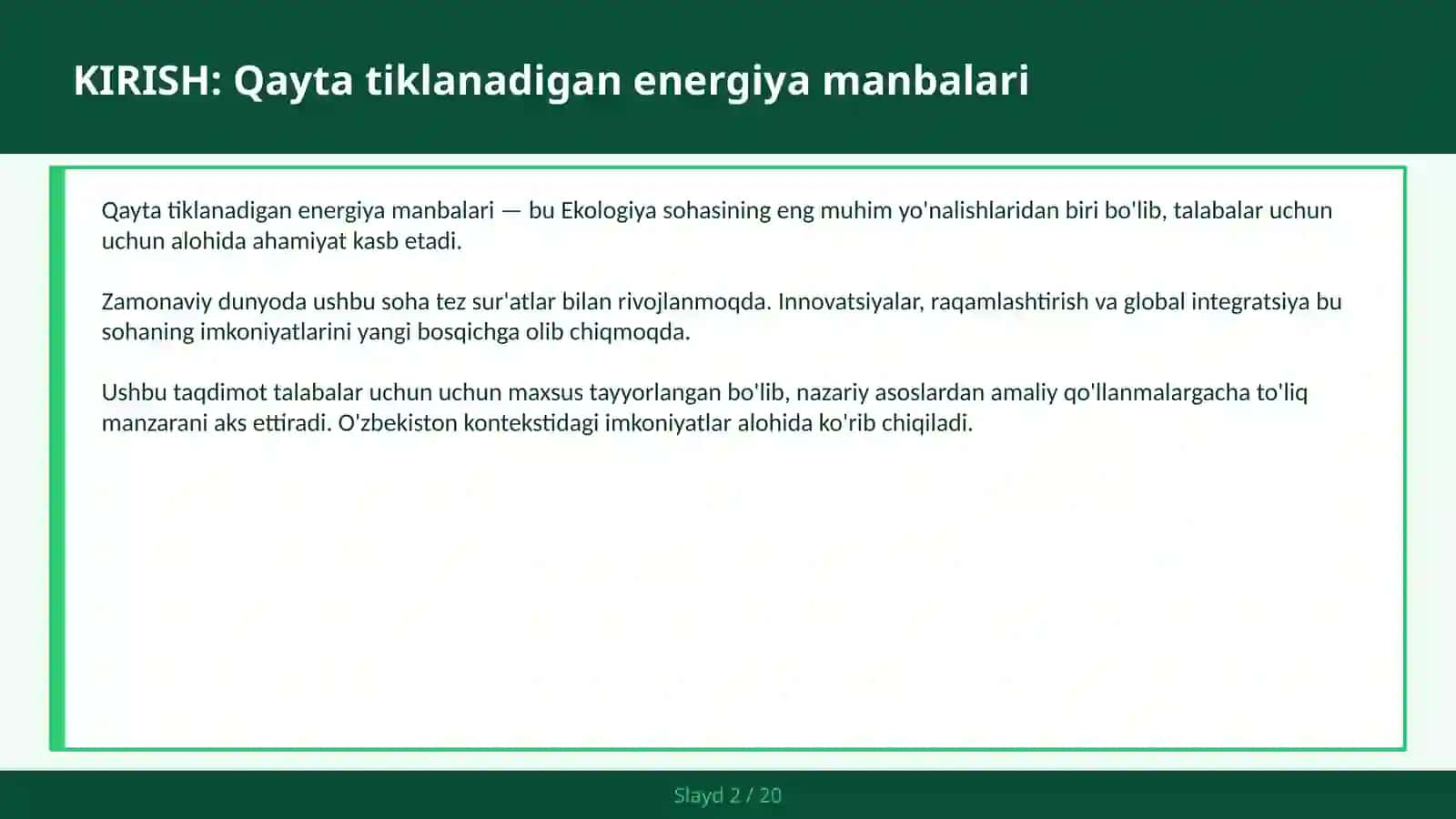QAYTA TIKLANADIGAN ENERGIYA MANBALARI 2