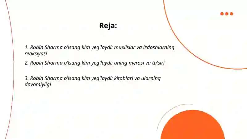 Robin Sharma o'lsang kim yeg'laydi 2