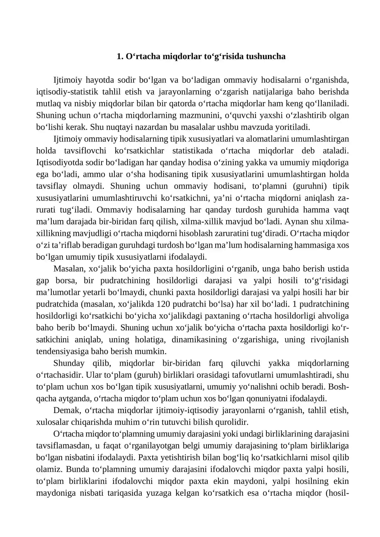 O‘rtacha miqdorlar mazmun mohiyati 2