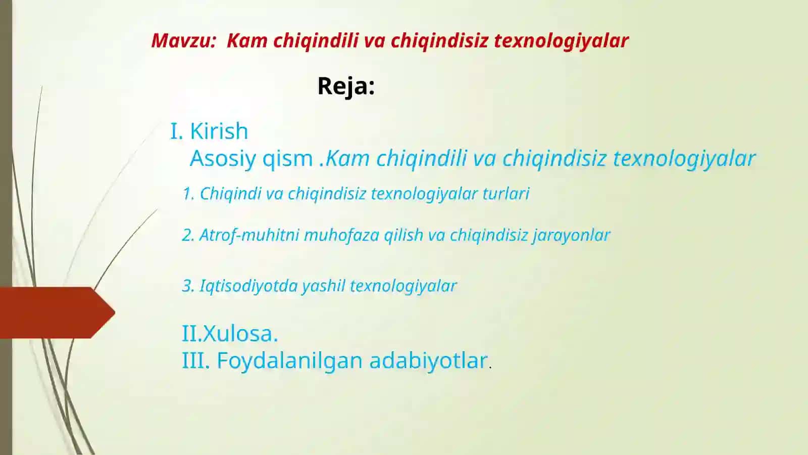 Kam chiqindili va chiqindisiz texnologiyalar 2