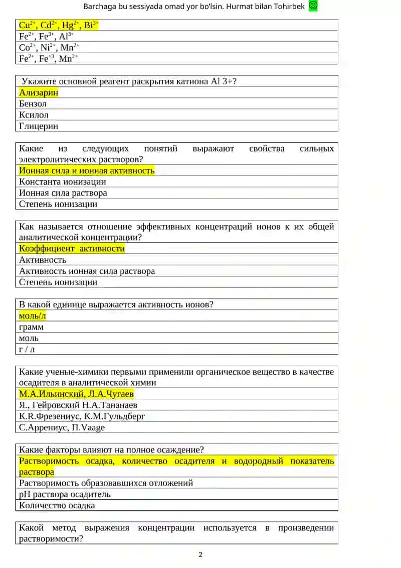Тесты по Аналитической химии 2