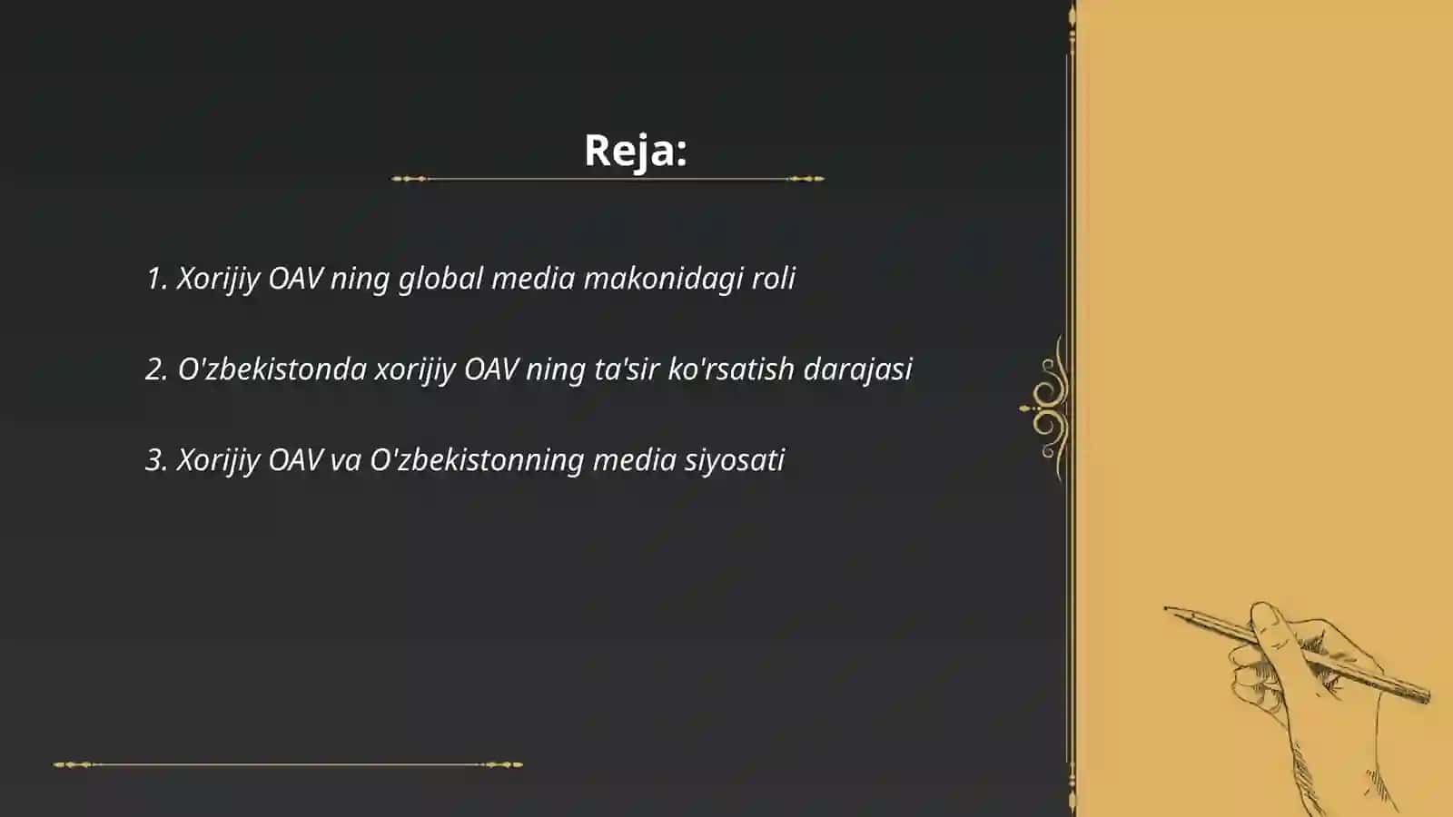 Xorijiy ommaviy-axborot vositalarining media makondagi oʻrni va Oʻzbekistonga taʼsiri 2