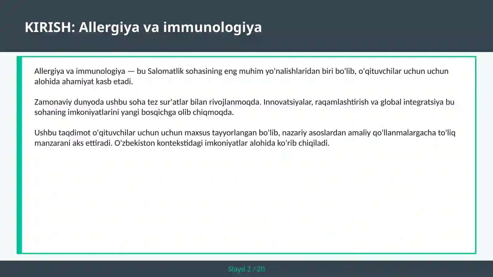 Allergiya va immunologiya 2