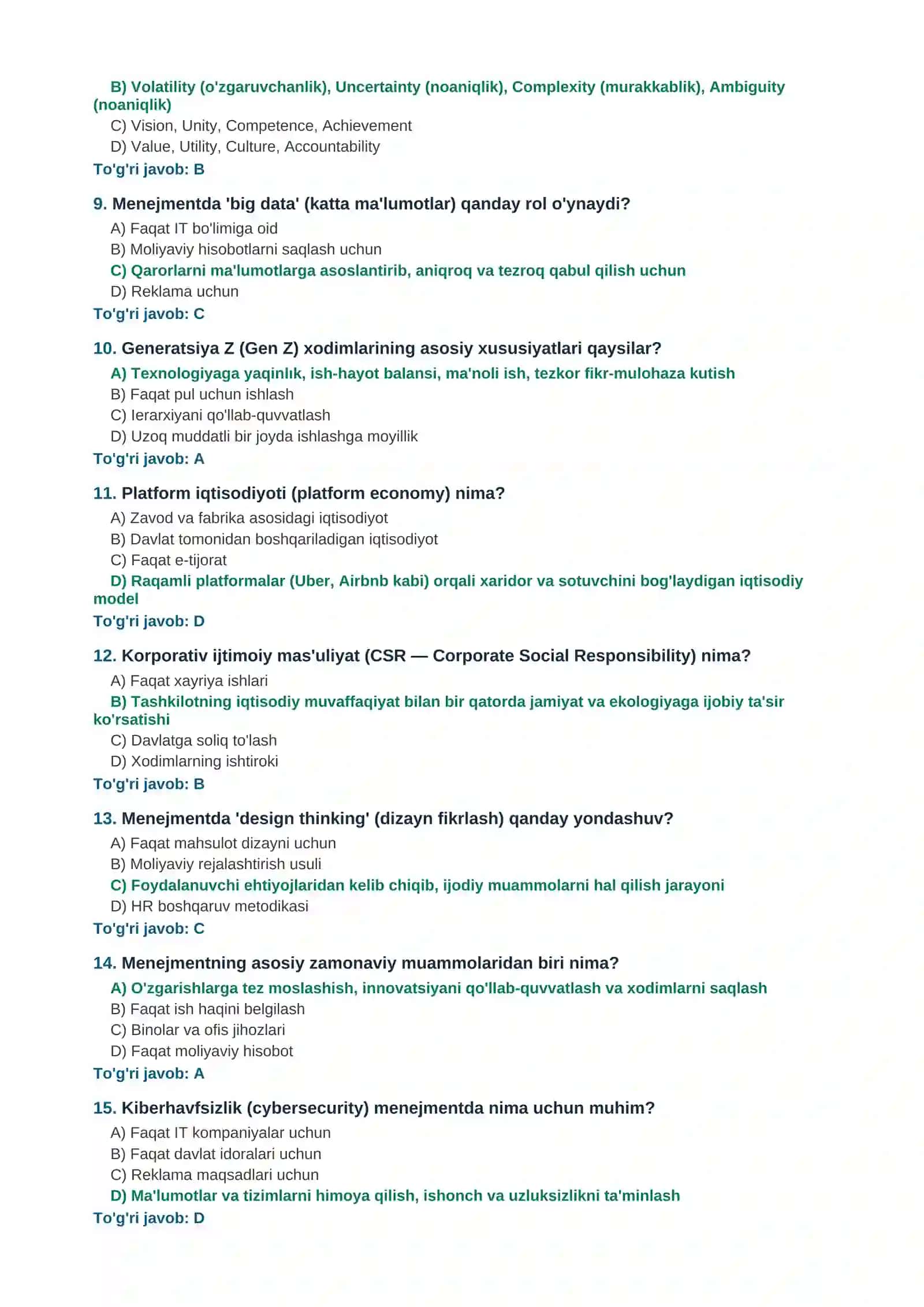 MENEJMENTNING ZAMONAVIY MUAMMOLARI VA ISTIQBOLLARI 2
