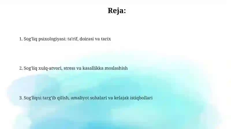 Salomatlik psixologiyasi 2